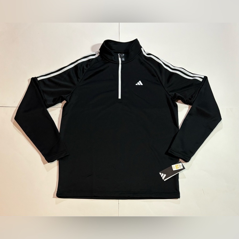 Adidas 3-Stripe Men's French Terry 1/4 Zip Pullover ADVS20R736 black size M NEW